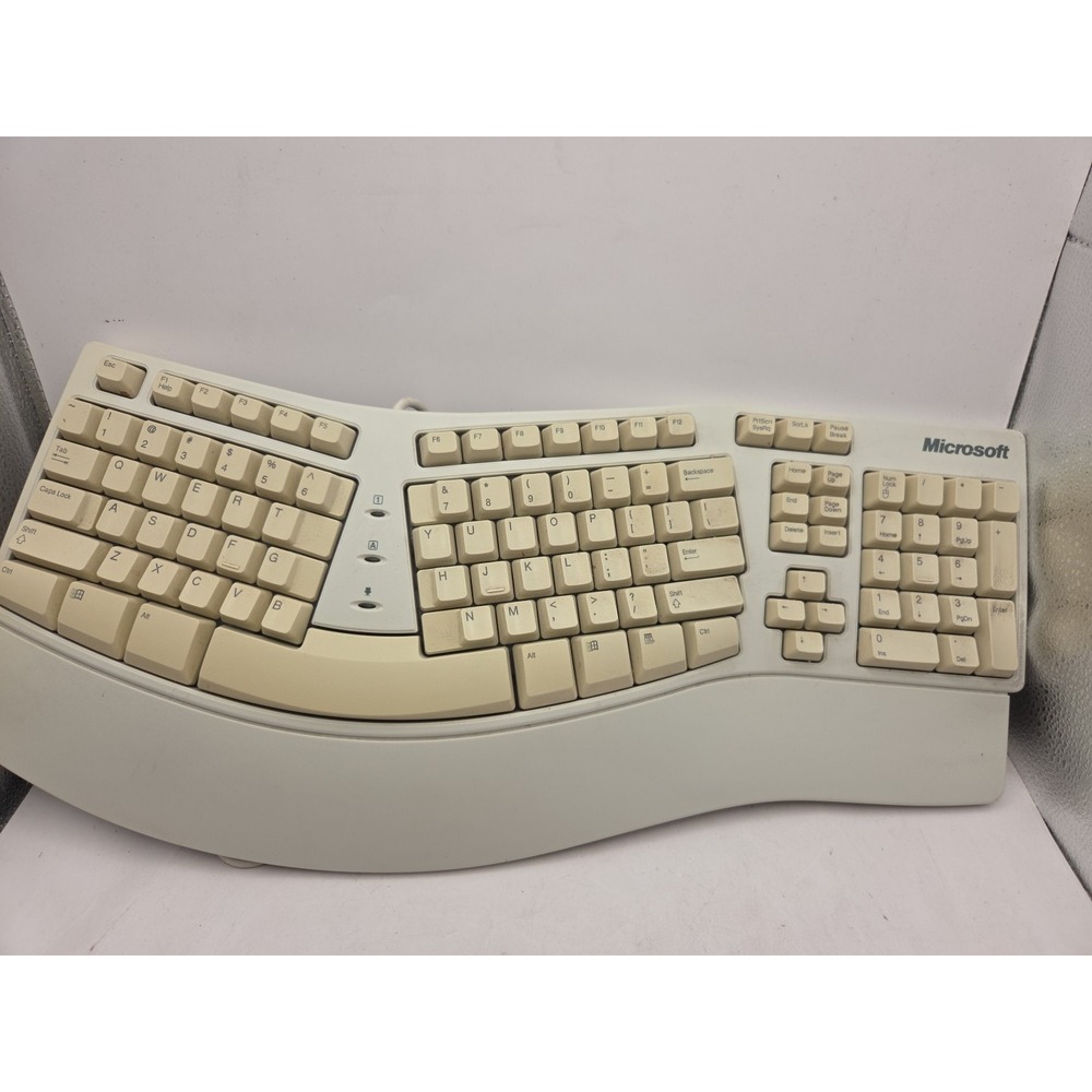 Vintage Microsoft Keyboard Natural Elite Ergonomic PS/2 X03-51764 E06401PS2